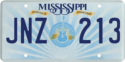 MS license plate JNZ213