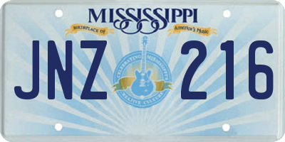 MS license plate JNZ216