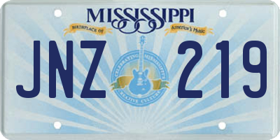 MS license plate JNZ219