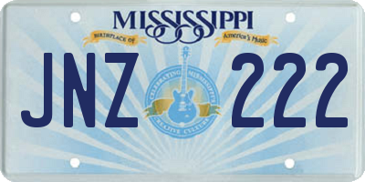 MS license plate JNZ222