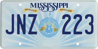 MS license plate JNZ223
