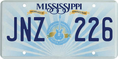 MS license plate JNZ226