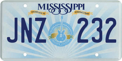MS license plate JNZ232