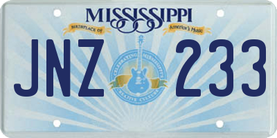 MS license plate JNZ233