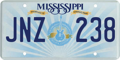 MS license plate JNZ238