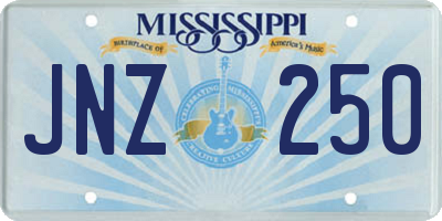 MS license plate JNZ250