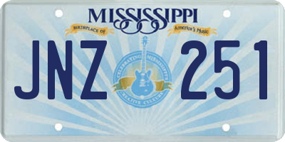 MS license plate JNZ251