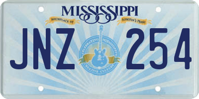 MS license plate JNZ254