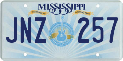 MS license plate JNZ257