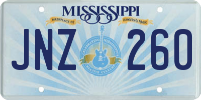 MS license plate JNZ260