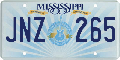 MS license plate JNZ265