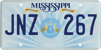 MS license plate JNZ267