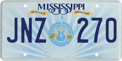 MS license plate JNZ270