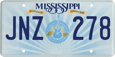 MS license plate JNZ278