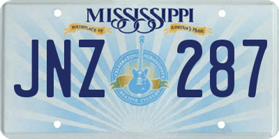 MS license plate JNZ287