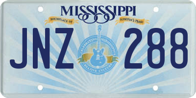MS license plate JNZ288