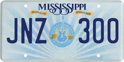 MS license plate JNZ300