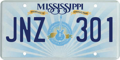 MS license plate JNZ301