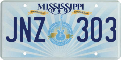 MS license plate JNZ303