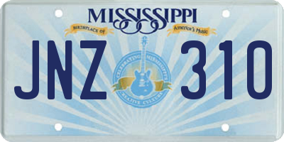 MS license plate JNZ310