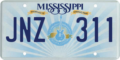 MS license plate JNZ311