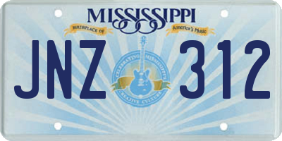 MS license plate JNZ312