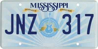 MS license plate JNZ317
