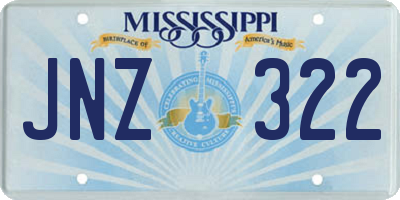 MS license plate JNZ322