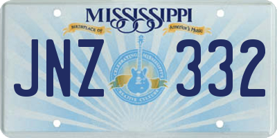MS license plate JNZ332