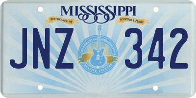 MS license plate JNZ342