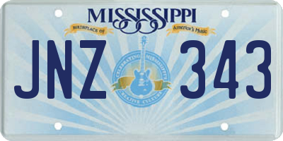MS license plate JNZ343