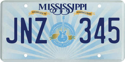 MS license plate JNZ345