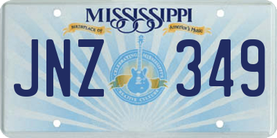 MS license plate JNZ349