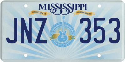MS license plate JNZ353