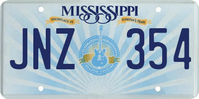 MS license plate JNZ354
