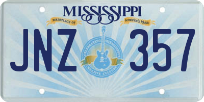 MS license plate JNZ357