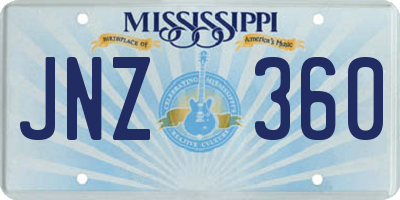 MS license plate JNZ360