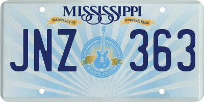 MS license plate JNZ363