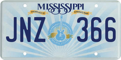 MS license plate JNZ366