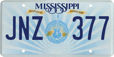 MS license plate JNZ377