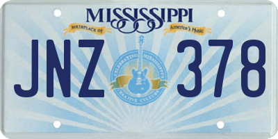 MS license plate JNZ378