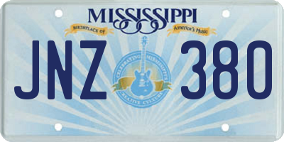 MS license plate JNZ380