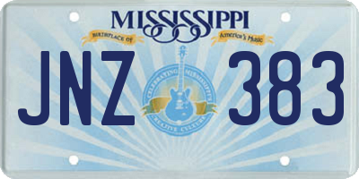 MS license plate JNZ383