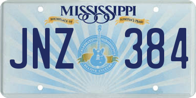 MS license plate JNZ384