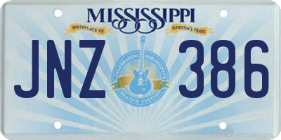 MS license plate JNZ386