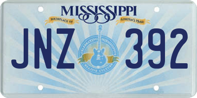 MS license plate JNZ392