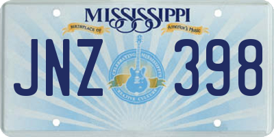 MS license plate JNZ398