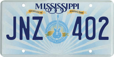 MS license plate JNZ402
