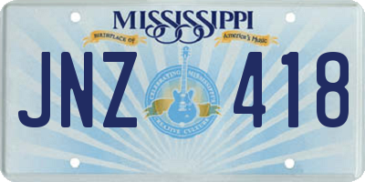 MS license plate JNZ418