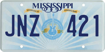 MS license plate JNZ421